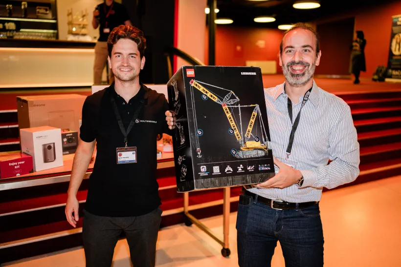 The Lego set is always the first prize to go in the Swiss Cyber Storm raffle – and Pascal Fouquet of the Swiss Pirate Party a very happy winner